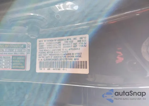 2013 Honda Cr-V Ex из США, поврежденный, VIN 5J6RM3H58DL001070